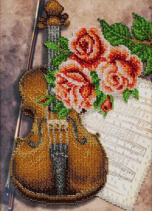 Набор для вышивки бисером " Мелодия любви " скрипка, розы, люб...