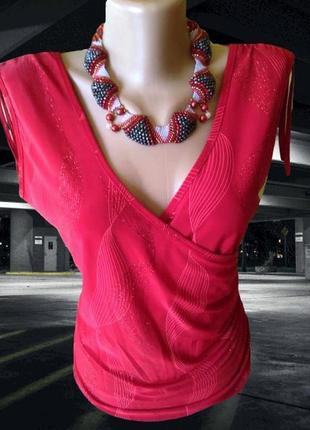 Нарядная красная блузка new look с драпировкой и завязками на ...