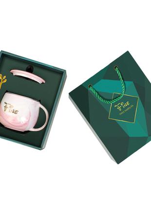 Сувенирный подарочный набор Lesko A27 Pink чашка+ложка