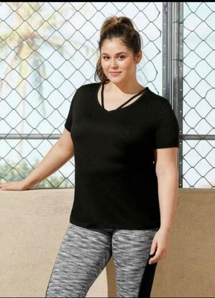Женская спортивная черная футболка большой размер батал
