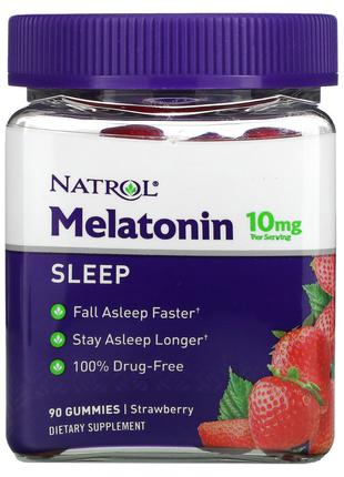 Natrol, Мелатонин, клубника, 10 мг, 90 жевательных таблеток ку...