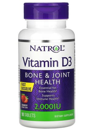 Natrol, витамин D3 для здоровья костей и суставов, клубничный ...