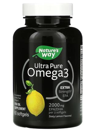 Nature's Way, Ultra Pure Omega3, пикантный лимон, 1000 мг, 60 ...