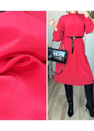 Шелковое миди платье рубашка нарядное красное миди платье деловое