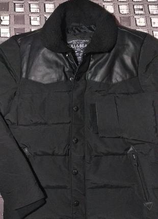 Пуховая черная куртка pull&bear s мужская пуховик чоловічий