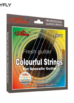 Стальные цветные струны для акустической гитары Alice 11-52