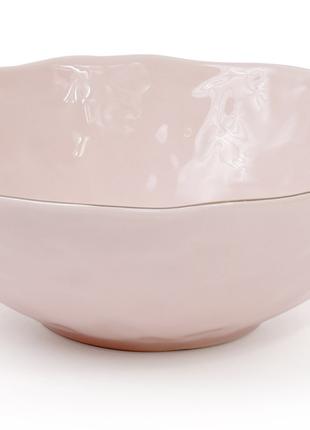 Салатник керамический 1,1 л, цвет - розовый с золотом