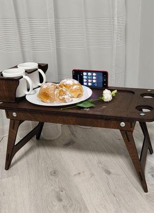 Розкладний дерев'яний столик для сніданку в ліжко Стіл тацю дл...