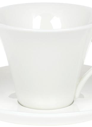 Чайная пара: чашка фарфоровая 260 мл с блюдцем , цвет - белый