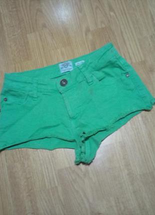 Секси джинсовые шорты яркие зеленые xs
