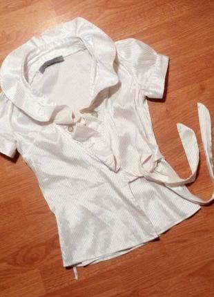 Блуза   футболка нарядная xs белая с запахом