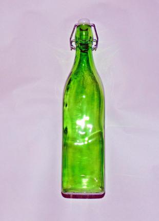 Бутылка с бугельной пробкой 1л зеленого цвета