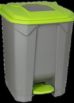 Бак для мусора с педалью Planet 50 л серо-зеленый