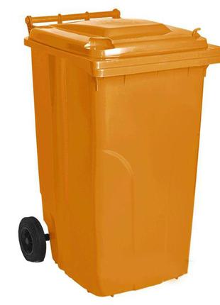 Бак для мусора на колесах с ручкой 120 л оранжевый