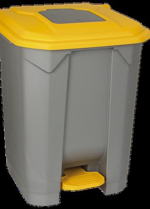 Бак для мусора с педалью Planet 50 л серо-желтый