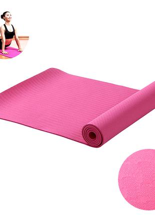 Коврик для фитнеса и йоги Meileer tpe-23 Pink 1830*610*6mm TPE...