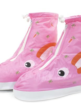 Детские резиновые бахилы Lesko Кролик Розовый 25.2 см на обувь...