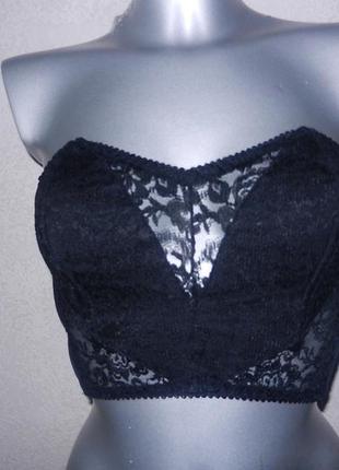 S/38 черный гипюровый нарядный браллет,корсет под пиждак, блузку