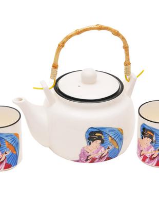 Чайный керамический набор: чайник 675 мл и 4 чашки 150 мл