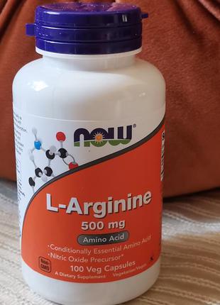 L- аргинин 500 мг, США, 100 капсул