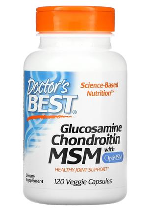 Doctor's Best, глюкозамин, хондроитин и МСМ с OptiMSM, 120 вег...
