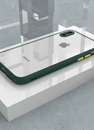 Противоударный чехол для iPhone X XS Зеленый прозрачный