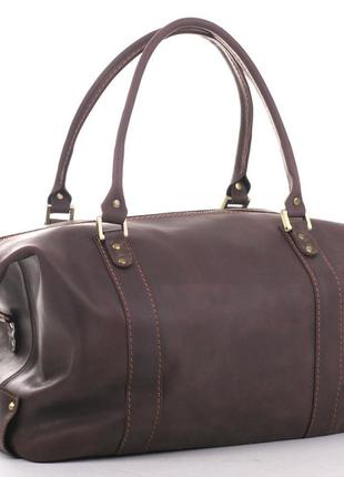 Дорожная стильная кожаная коричневая  прочная сумка для спортз...