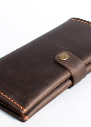 Портмоне вертикальне гаманець шкіра вінтаж потертості коричнев...