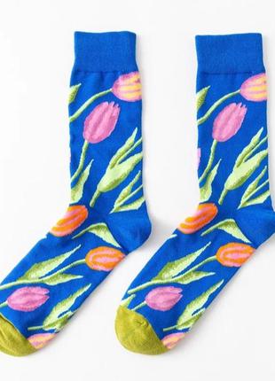 Носки шкарпетки женские жіночі тюльпаны цветы квіти