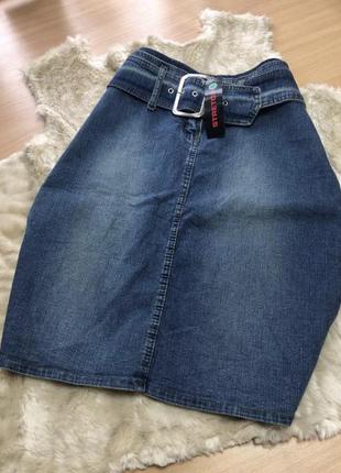 Винтажная юбка с поясом, джинсовая юбка