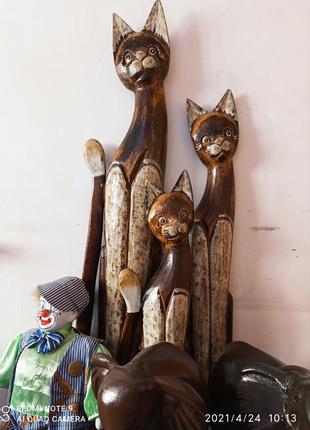 Коты, дерево, статуэтки, декор, украшение для дома, Индонезия