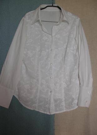 Тонкої бавовни біла блузка сорочка next вишивка