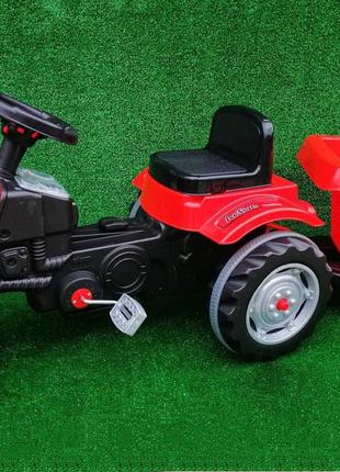 Детский трактор на педалях Pilsan с прицепом (красный цвет)