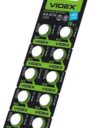 Батарейка "VIDEX" AG10 (1блистер-10шт) В пультах/Часы