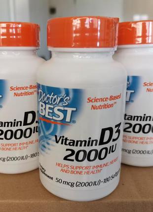 Витамин Д3 2000 МЕ, США витамин D3 Doctor Best, 180 кап, Д 3, D 3