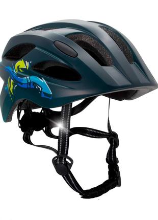 Шлем велосипедный черный с синим граффити Crazy Safety