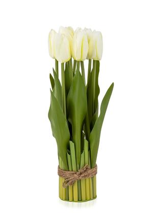 Букет искусственных тюльпанов белого цвета 29 см (9 шт.) тканевые