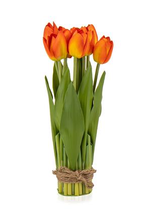 Букет искусственных тюльпанов оранжевого цвета 29 см (9 шт.) т...