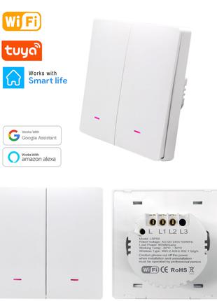 Умный двухкнопочный wifi выключатель Tuya Smart Life