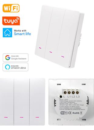 Умный трехкнопочный wifi выключатель Tuya Smart Life