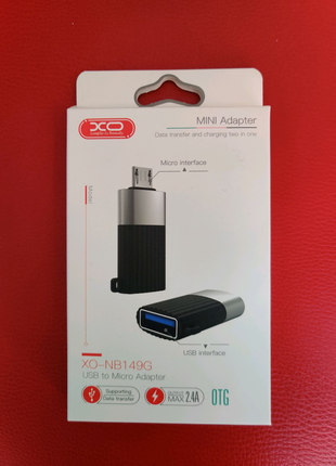 Переходник OTG XO-NB149G USB 2.0 мама -> microUSB папа Black