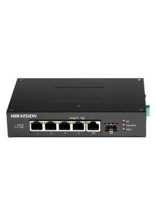 4-портовий некерований POE комутатор Hikvision DS-3T0506HP-E/HS