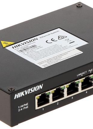 4-портовый неуправляемый POE коммутатор Hikvision DS-3T0306HP-...