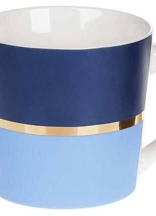 Кружка фарфоровая Золотая Линия 350 мл, цвет - синий