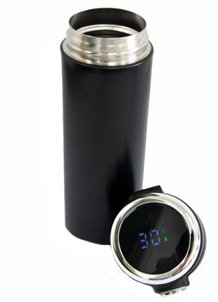 Черная термокружка с LED датчиком температуры "Vacuum cup", те...