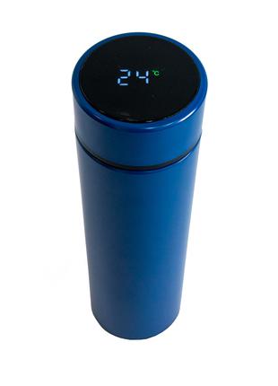 Умный термос с термометром (Синий) с дисплеем 0.5 л, металличе...
