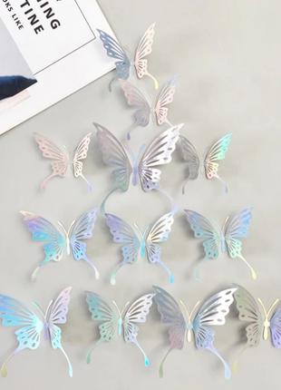 Бабочки декоративные на стену перламутровые - в наборе 12шт. р...