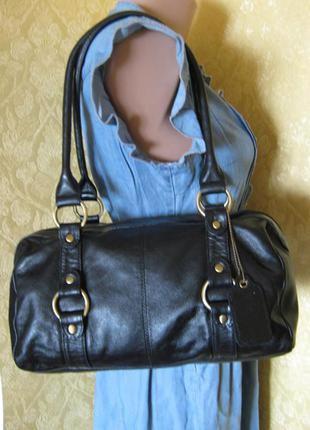 Удобная черная кожаная сумка натуральная кожа f&f