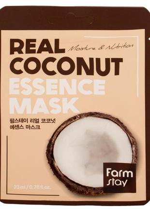 Тканевая маска для лица с экстрактом кокоса farmstay real coco...
