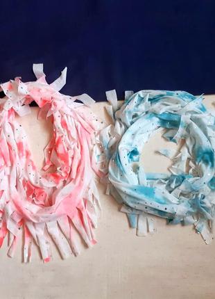 Новые полупрозрачные шарфы снуд c бахромой в блестящий горошек...